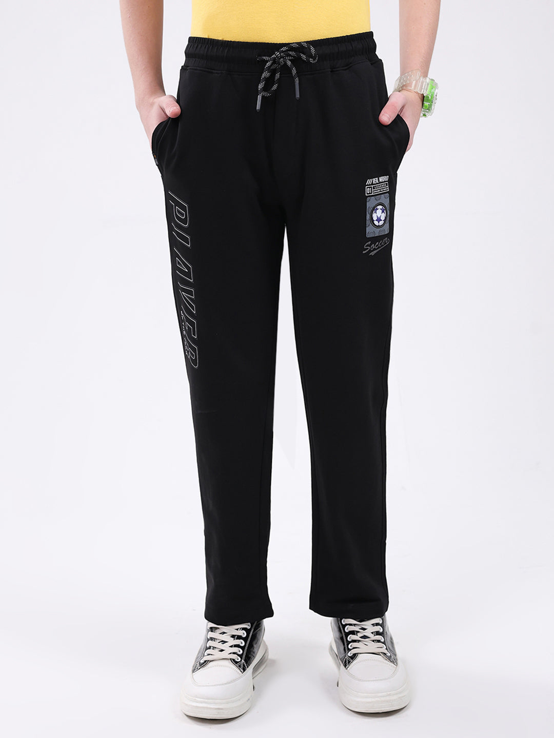 Boys Black Printed Regular Fit Lower