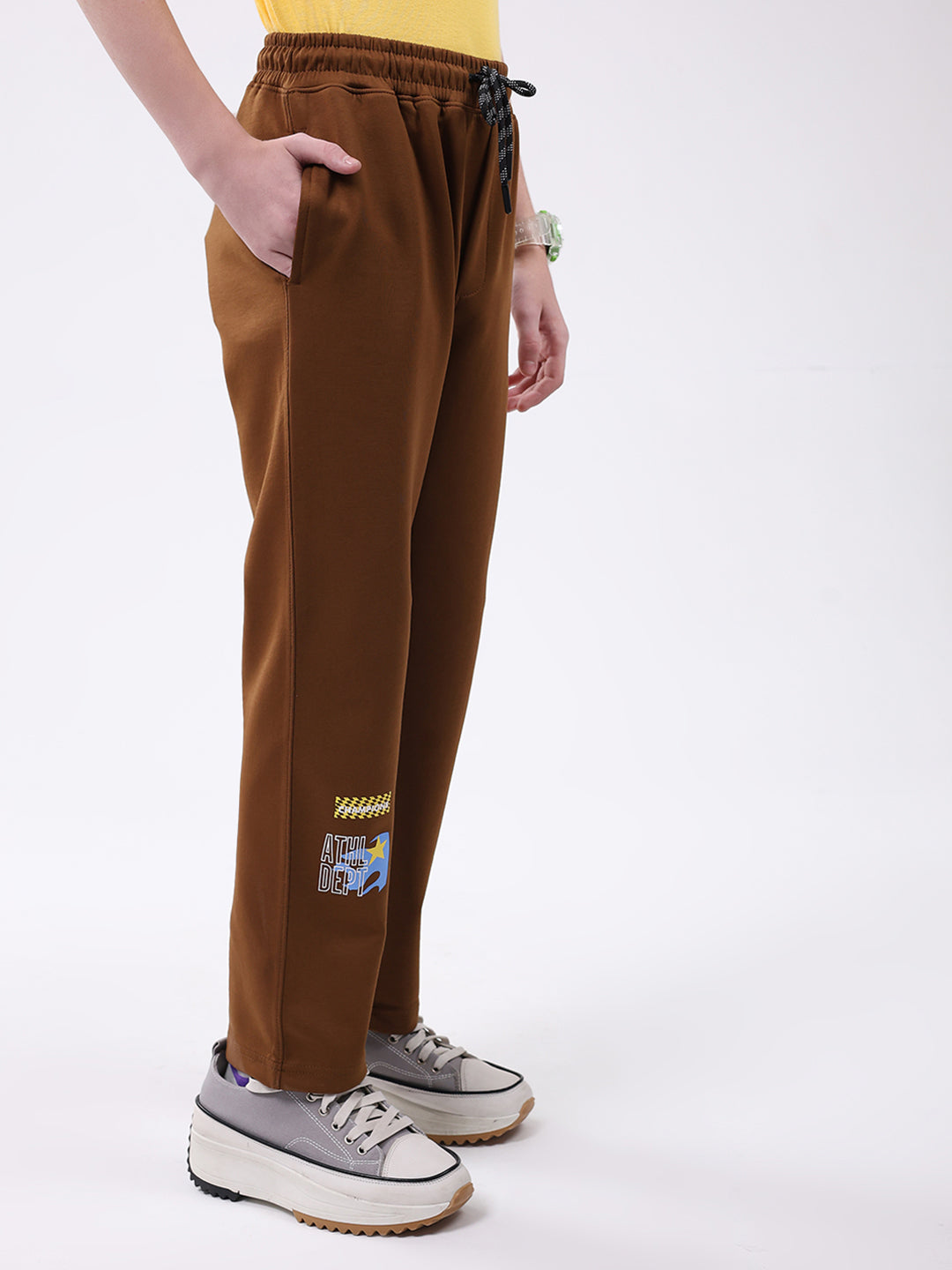 Boys Brown Printed Regular Fit Lower