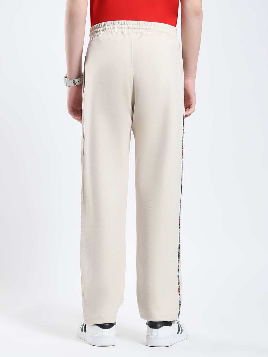 Boys Beige Printed Regular Fit Lower