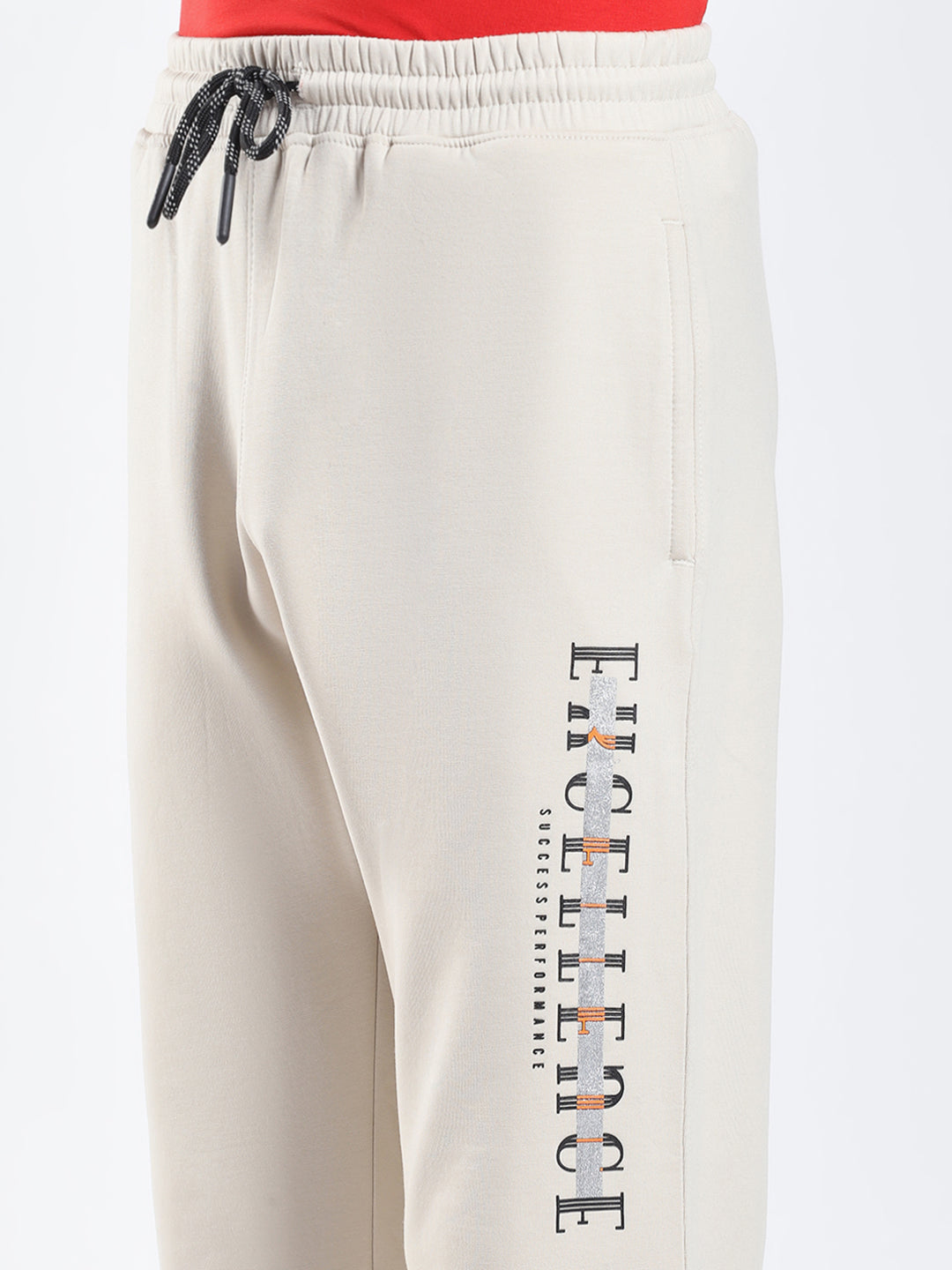 Boys Beige Printed Regular Fit Lower