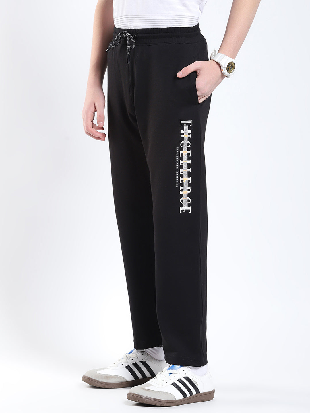 Boys Black Printed Regular Fit Lower