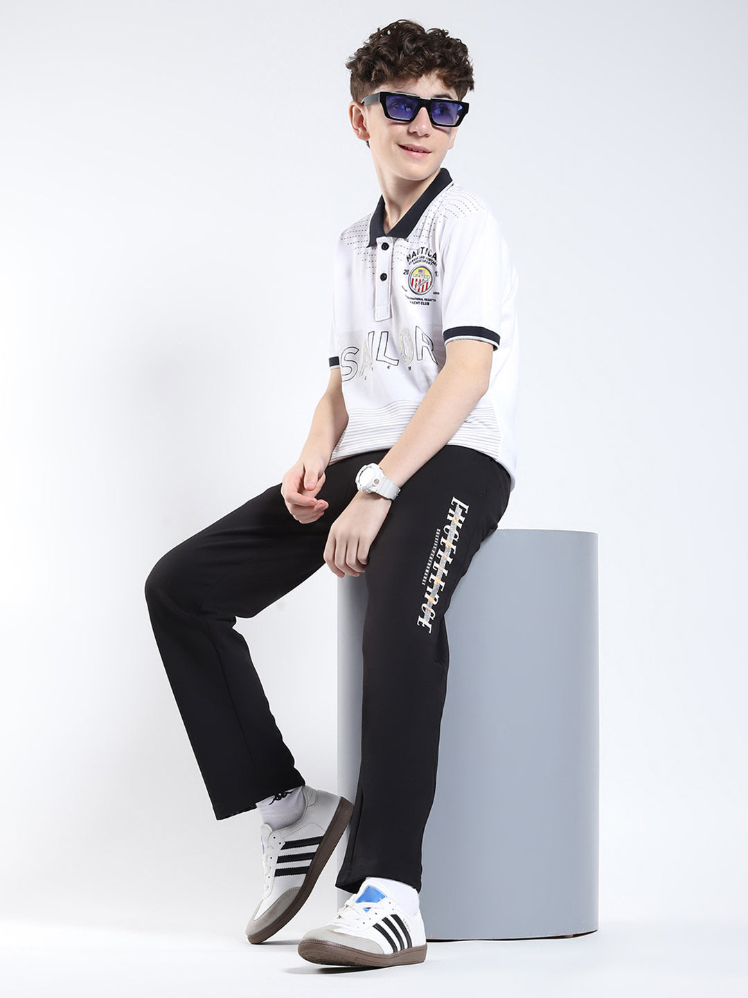 Boys Black Printed Regular Fit Lower