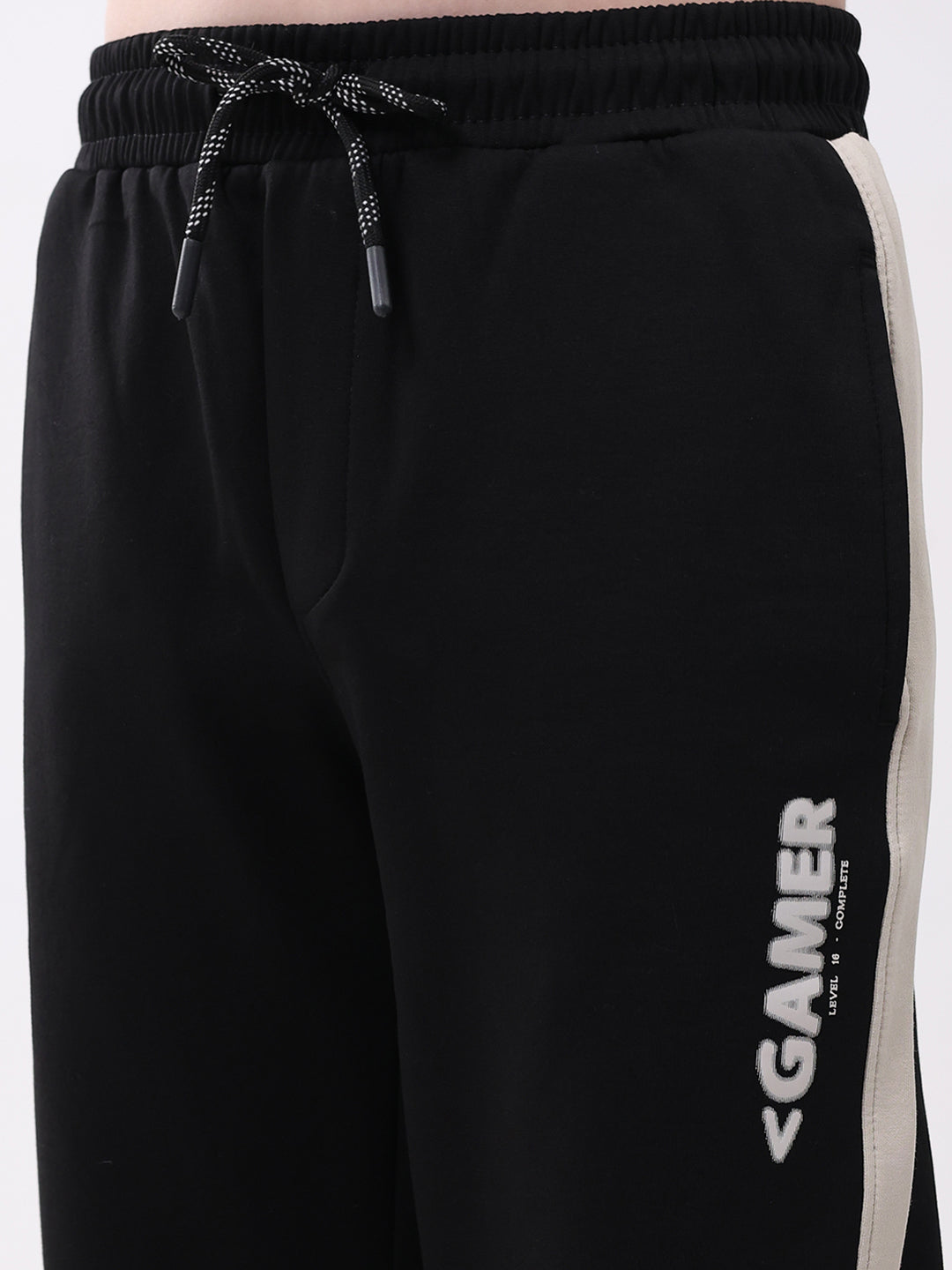 Boys Black Printed Regular Fit Lower