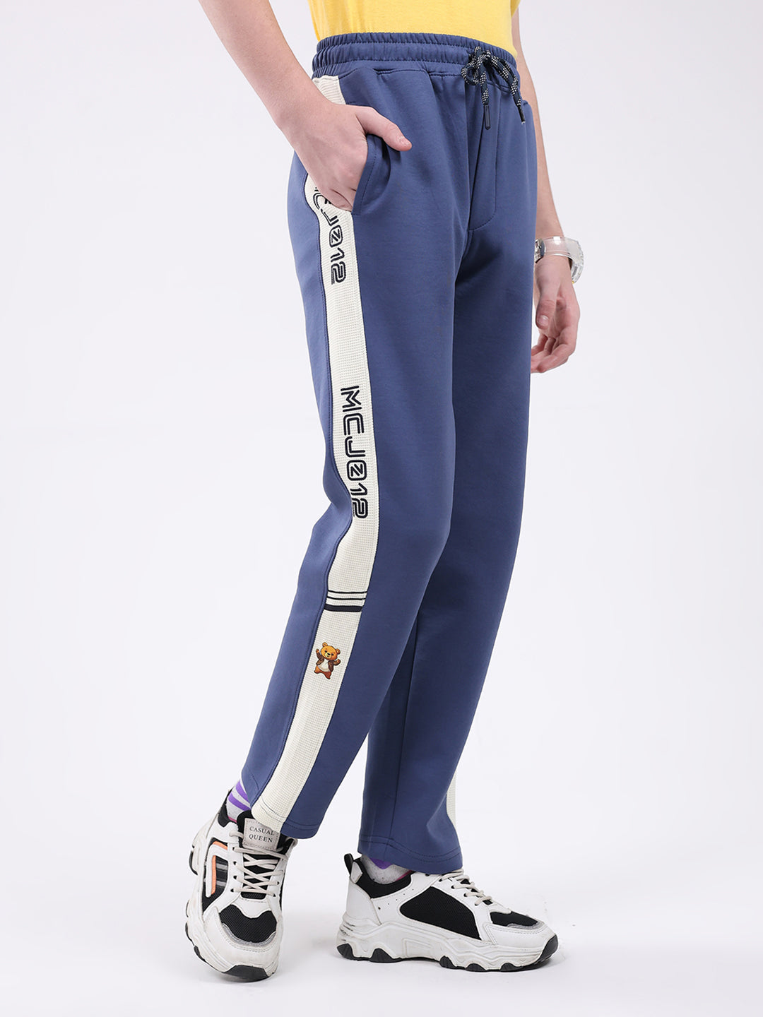 Boys Blue Printed Regular Fit Lower