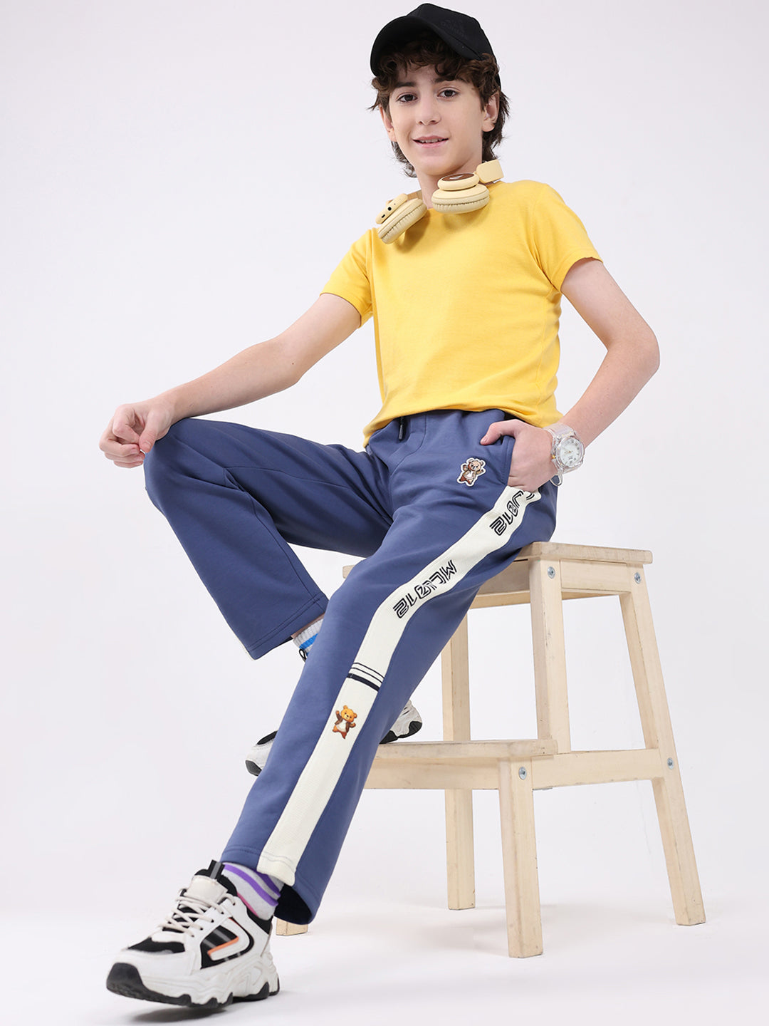 Boys Blue Printed Regular Fit Lower