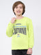 Boys Green Printed Round Neck Full Sleeve Sweatshirt