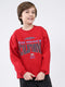 Boys Red Printed Round Neck Full Sleeve Sweatshirt