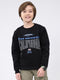 Boys Black Printed Round Neck Full Sleeve Sweatshirt