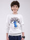 Boys Grey Printed Round Neck Full Sleeve Sweatshirt