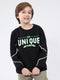 Boys Black Printed Round Neck Full Sleeve Sweatshirt