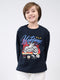 Boys Navy Blue Printed Round Neck Full Sleeve Sweatshirt