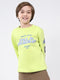 Boys Green Printed Round Neck Full Sleeve Sweatshirt