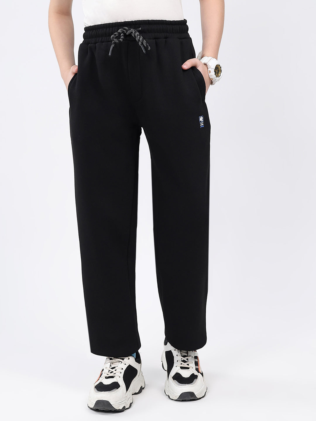 Boys Black Solid Regular Fit Lower