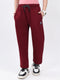 Boys Maroon Solid Regular Fit Lower