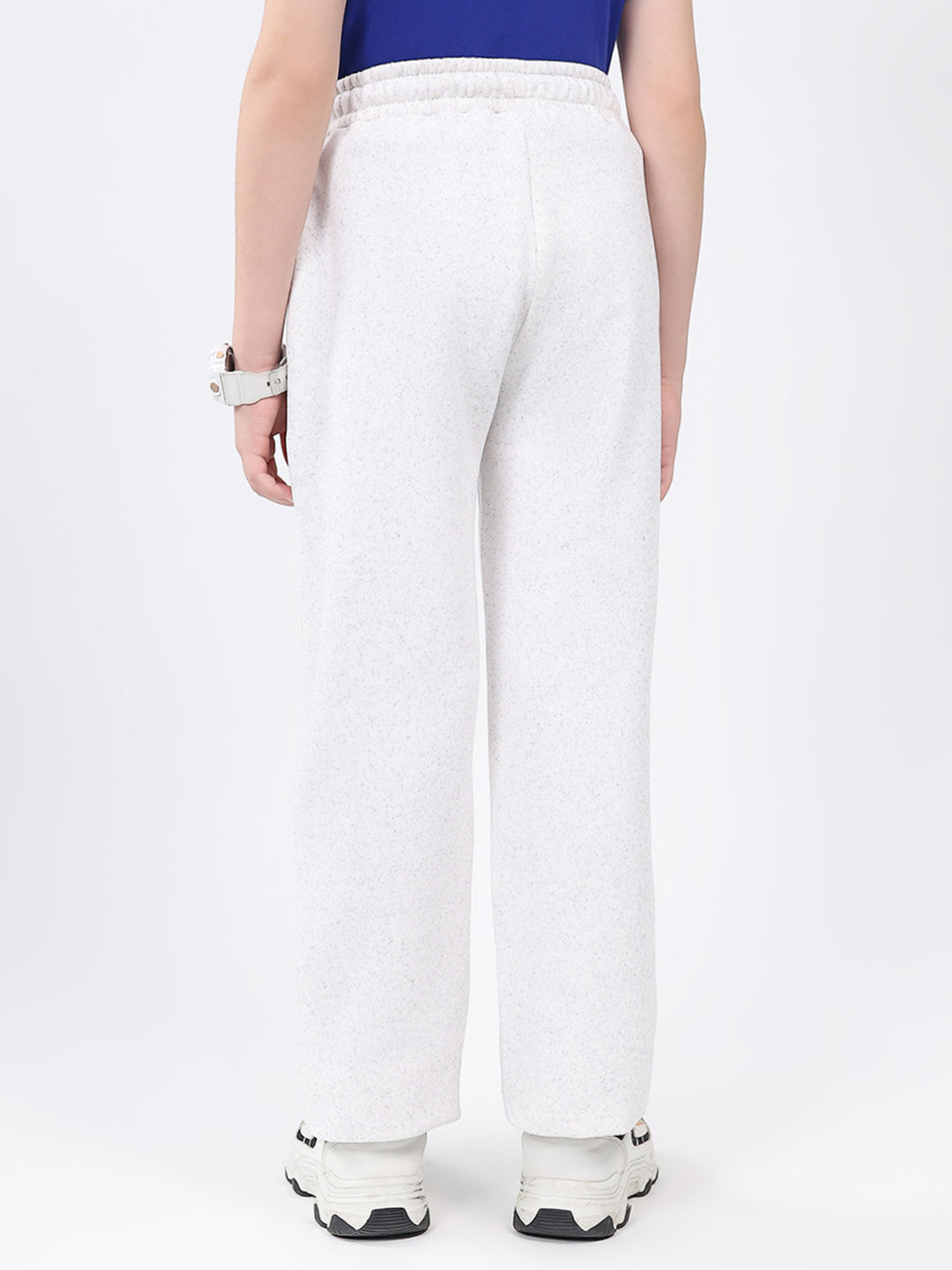 Boys Grey Melange Solid Regular Fit Lower
