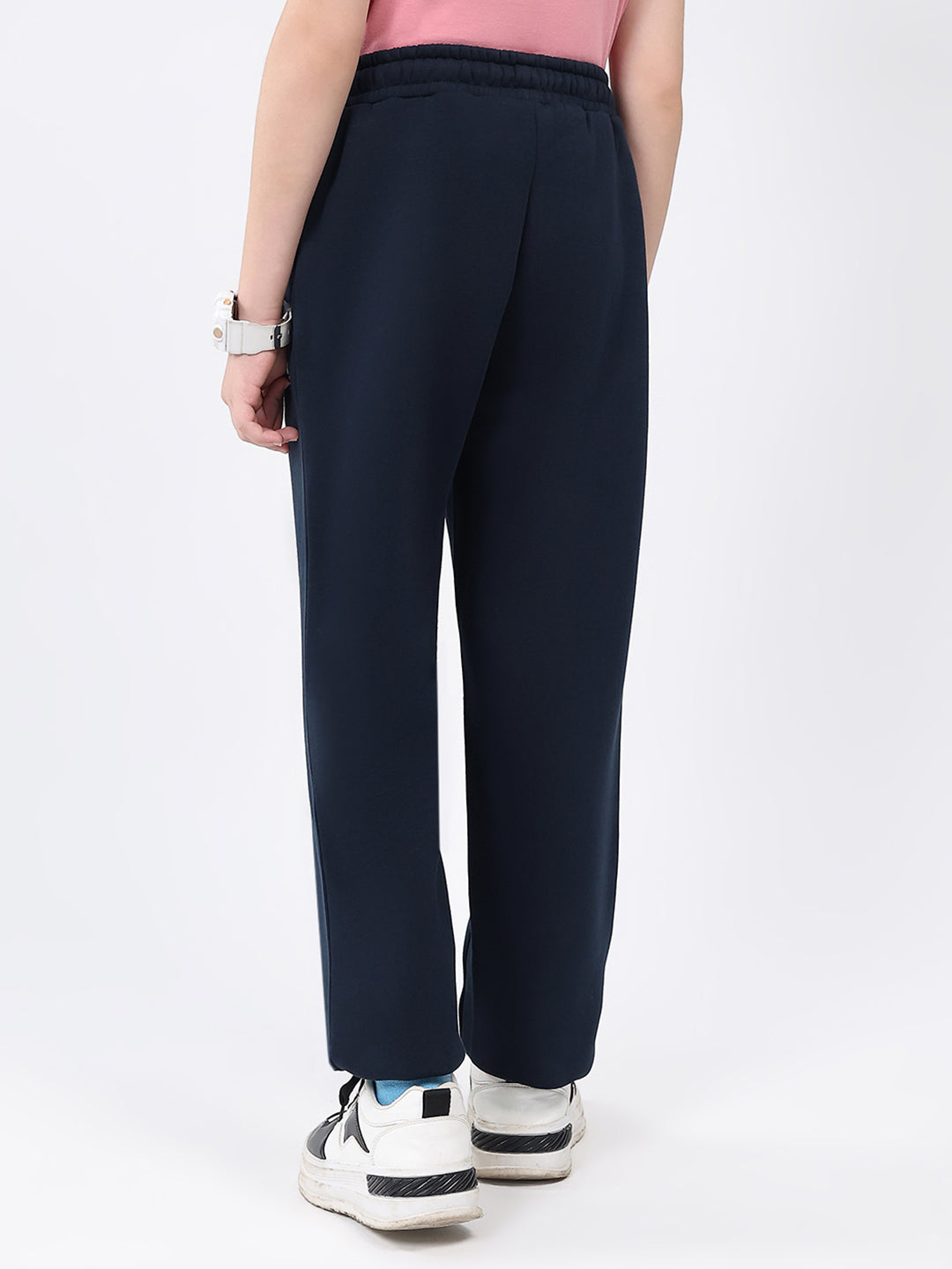 Boys Navy Blue Solid Regular Fit Lower