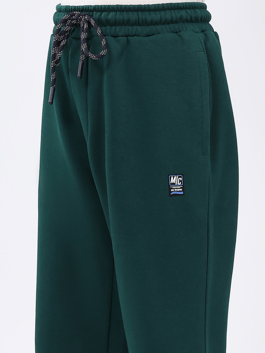 Boys Dark Green Solid Regular Fit Lower