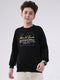Boys Black Printed Round Neck Full Sleeve Sweatshirt