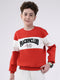 Boys Red Printed Round Neck Full Sleeve Sweatshirt