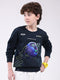 Boys Navy Blue Printed Round Neck Full Sleeve Sweatshirt