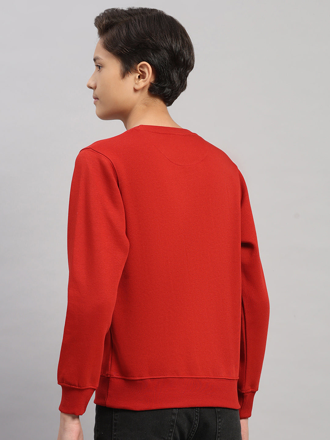 Boys Rust Printed Round Neck Full Sleeve Sweatshirt