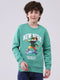 Boys Green Printed Round Neck Full Sleeve Sweatshirt
