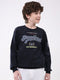 Boys Navy Blue Printed Round Neck Full Sleeve Sweatshirt