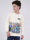 Boys Off White Printed Round Neck Full Sleeve Sweatshirt