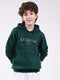 Boys Green Printed Hooded Full Sleeve Sweatshirt