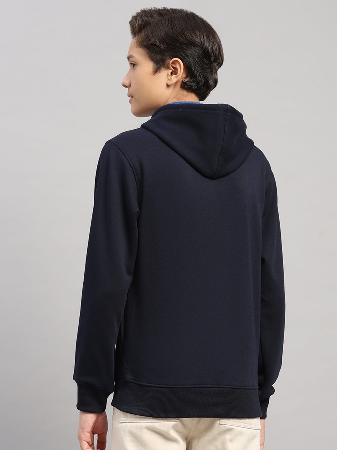 Boys Navy Blue Printed Round Neck Full Sleeve Sweatshirt