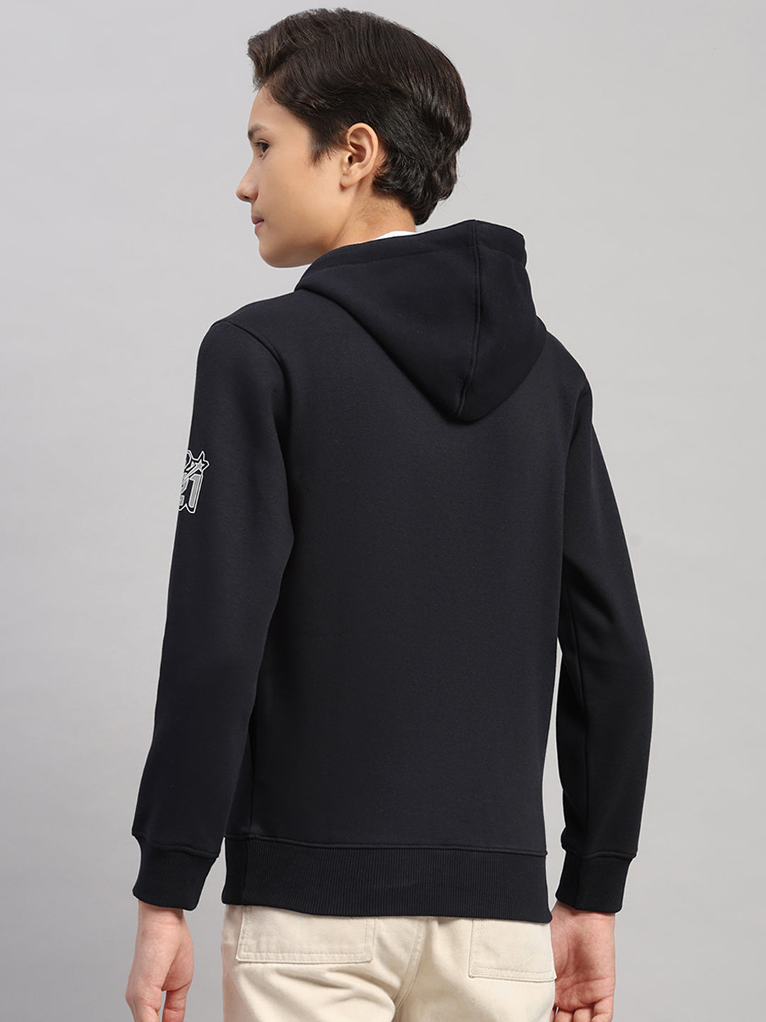 Boys Navy Blue Printed Round Neck Full Sleeve Sweatshirt