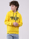 Boys Mustard Printed Hooded Full Sleeve Sweatshirt