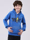 Boys Blue Printed Hooded Full Sleeve Sweatshirt