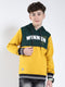 Boys Mustard Embroidered Round Neck Full Sleeve Sweatshirt