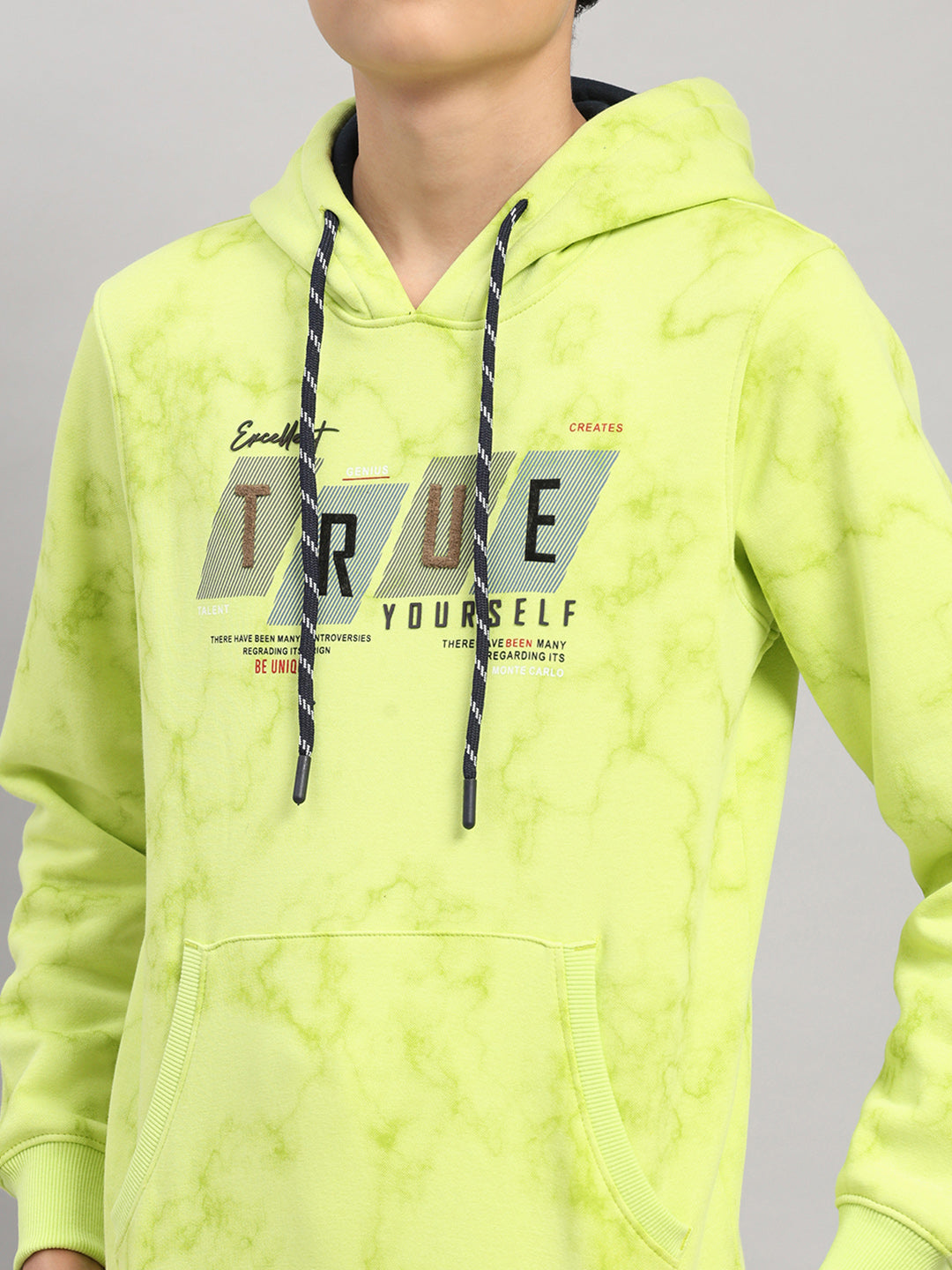 Boys Green Printed Round Neck Full Sleeve Sweatshirt