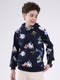 Boys Navy Blue Printed Round Neck Full Sleeve Sweatshirt