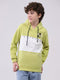 Boys Green Printed Hooded Full Sleeve Sweatshirt