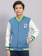 Boys Blue Embroidered Round Neck Full Sleeve Sweatshirt