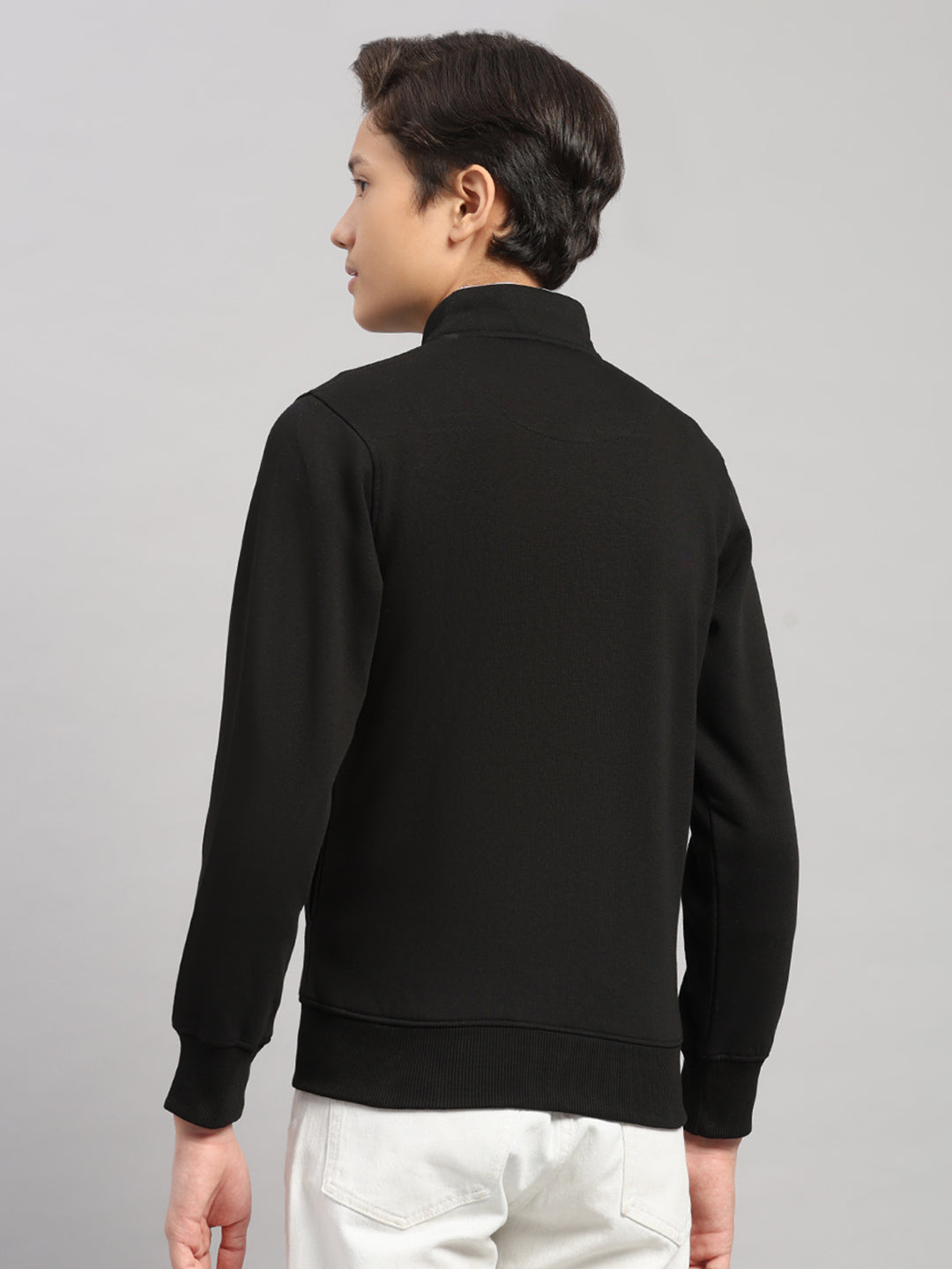 Boys Black Printed Turtle Neck Full Sleeve Sweatshirt