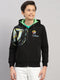 Boys Black Printed Hooded Full Sleeve Sweatshirt