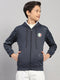 Boys Navy Blue Printed Hooded Full Sleeve Sweatshirt