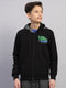 Boys Black Printed Hooded Full Sleeve Sweatshirt