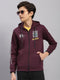 Boys Burgundy Printed Hooded Full Sleeve Sweatshirt
