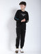 Boys Black Printed Collar Full Sleeve Winter Tracksuit