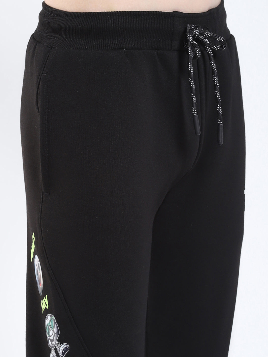 Boys Black Printed Collar Full Sleeve Winter Tracksuit