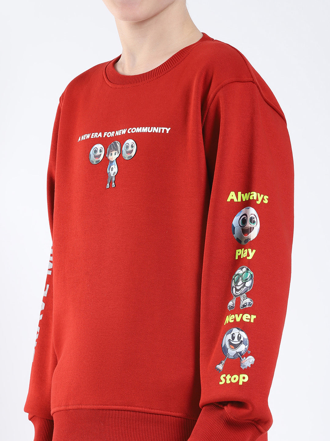 Boys Rust Printed Collar Full Sleeve Winter Tracksuit