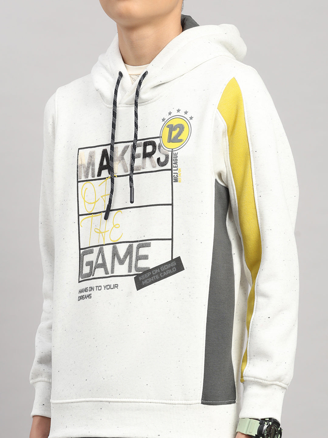 Boys Grey Printed Collar Full Sleeve Winter Tracksuit