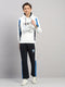Boys Navy Blue Printed Collar Full Sleeve Winter Tracksuit