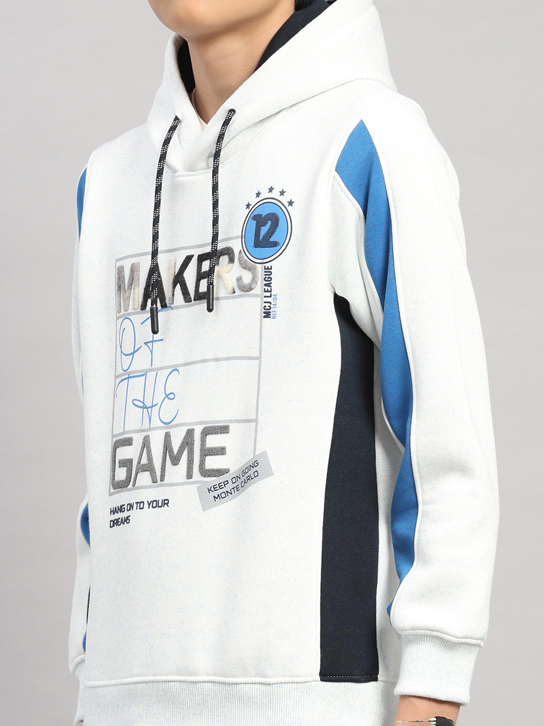 Boys Navy Blue Printed Collar Full Sleeve Winter Tracksuit