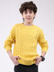 Boys Yellow Self Design Round Neck Full Sleeve Pullover